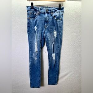 Aeropostale Distressed High Rise Jegging Jeans Womens 4 Short Blue Denim 2326‎